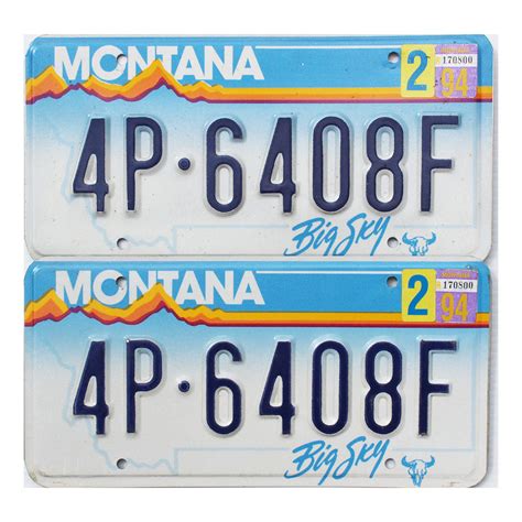1994 Montana Pair #4P-6408F | Real Old MT License Plates