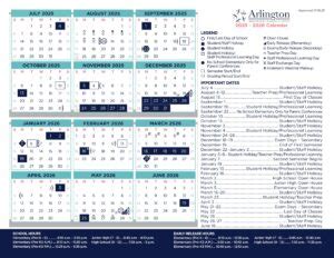 Arlington ISD School District Calendar 25-26 [PDF] - EduCounty