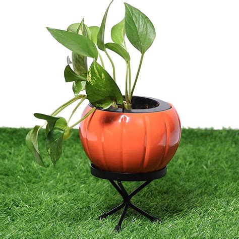 HINS Metal Round Shape Flower Plant Pot for Indoor Plants Metal Pots ...