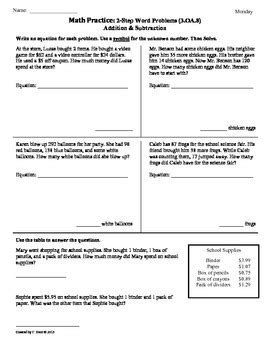 3rd Grade 2 Step Math Word Problems 的图像结果