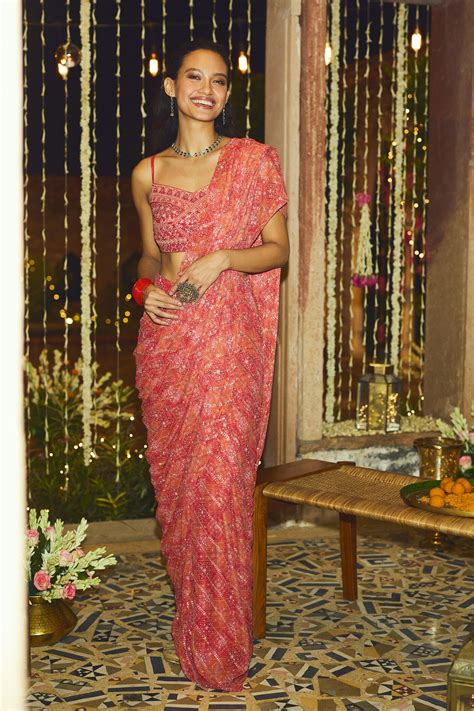 Buy Ayesha Coral Stitched Saree Online In India at Global Desi F25H67SS ...