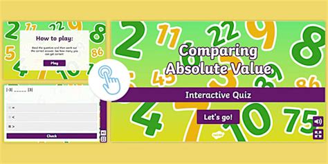 Sixth Grade Comparing Absolute Value Interactive Quiz