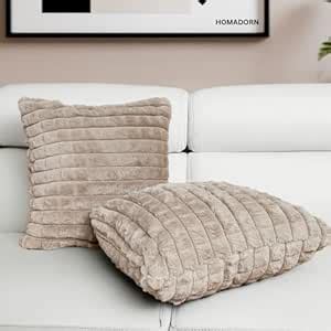 Buy HOMADORN Luxury Plush Fur Reversible Cushion Cover Ultra Soft ...