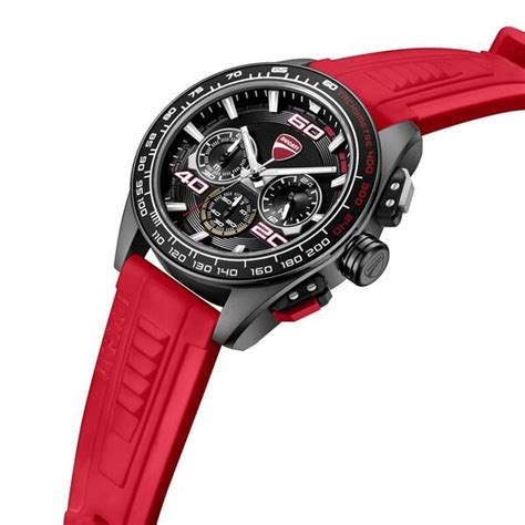 Buy Online Ducati Quartz Chronograph Black Dial Red Silicone Strap ...