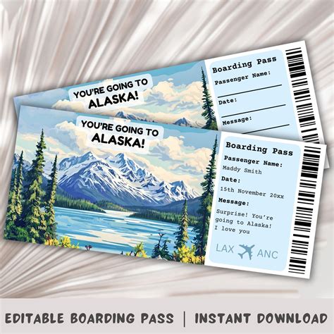 Boarding Pass Alaska, Surprise Boarding Pass Template, You’re Going to ...