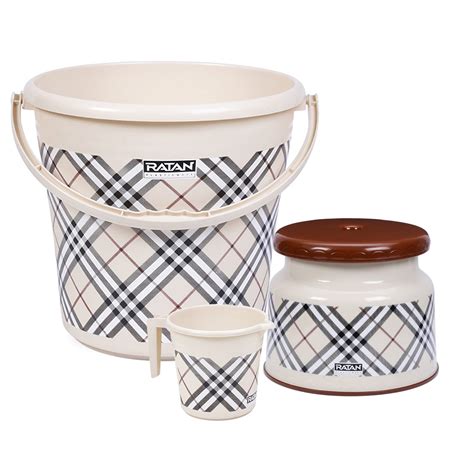 RATAN PLASTICWARE Plastic Bathroom Set of 3 Combo (20L Bucket x 1/1.5L ...