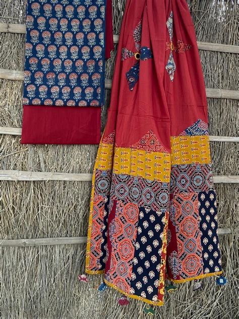 Ajrakh Suit With Applique Work Dupatta Catalogue 1