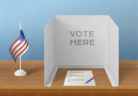 Élections vote composition réaliste avec vue sur table en bois avec ...