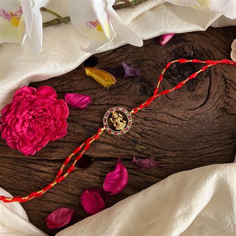 Kundan Stone Lakshmi Pendant Rakshabandhan Rakhi-Red White-G13006 ...