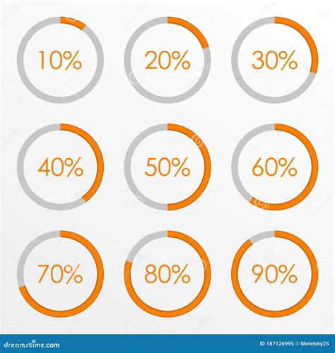 Percentage Diagram Set. 10 20 30 40 50 60 70 80 90 Percent Pie Chart ...