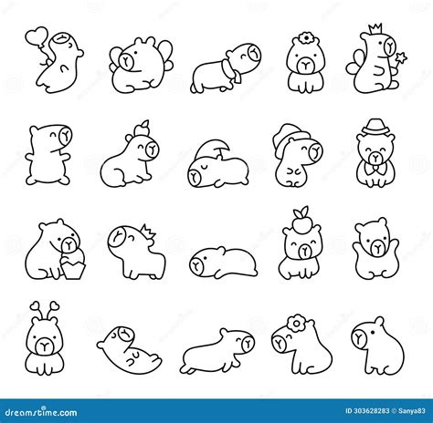 Capybara Cartoon Coloring