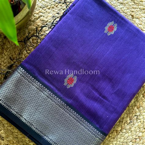 Maheshwari Violet Blue Silver Zari Sarees – Rewa Handloom