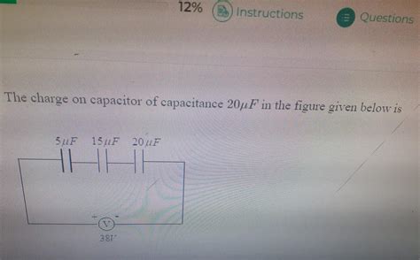 The charge on the capacitor of capacitance 20uF in tje figure given ...
