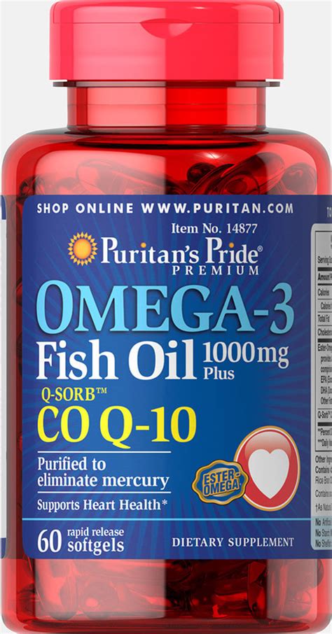 Omega-3 Fish Oil 1000 mg plus Co Q-10 30 mg, 60 Softgels (14877 ...