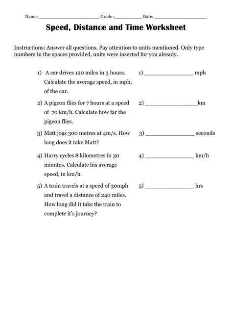 Image result for Calculating Speed Distance Time Worksheet