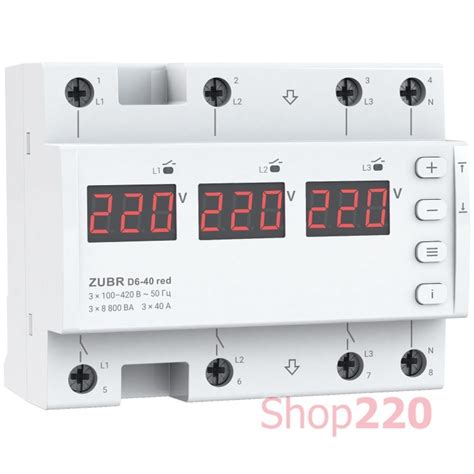 ZUBR D6-40 RED купить реле напряжения на три фазы 40А, Зубр - цена в ...