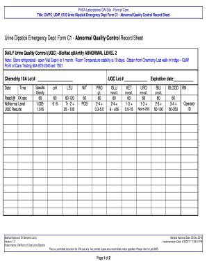 Urinalysis Quality Control Log - Fill Online, Printable, Fillable ...
