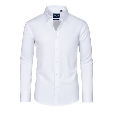 Alimens & Gentle Slim Fit Mens Dress Shirts Long Sleeve White Dress ...