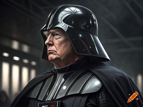 Photorealistic portrait of Donald Trump's face on Darth Vader's body ...