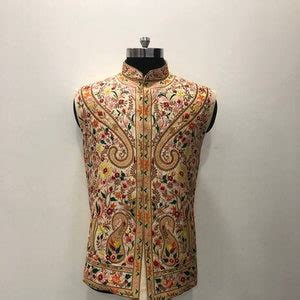 Buy Handmade Rajasthani Embroidery Nehru Jacket|indian Wedding Wear ...