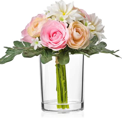 Amazon.com: WELL KNOWN Artificial Flower Arrangements with Vase，Silk ...