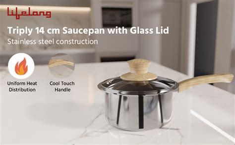 Buy Lifelong TriPly 14 cm Sauce Pan for Cooking, 1.10 litres Sauce Pan ...