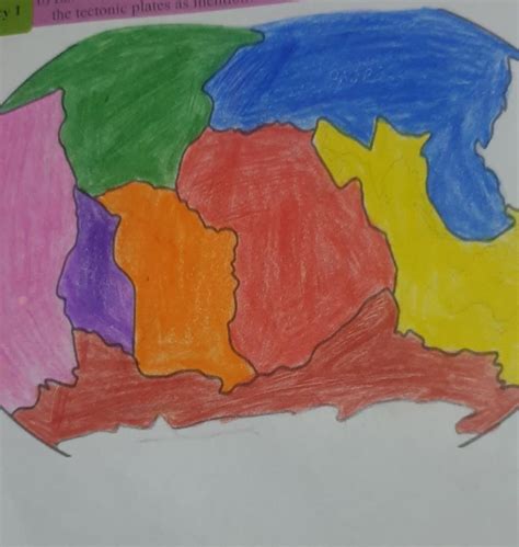 b) Label the given map to show the main tectonic plates. After labeling ...