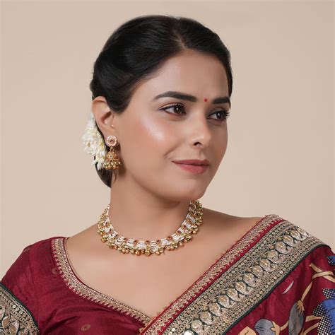 Cute pearl stone gold plated necklace set for women - smarsjewelrys