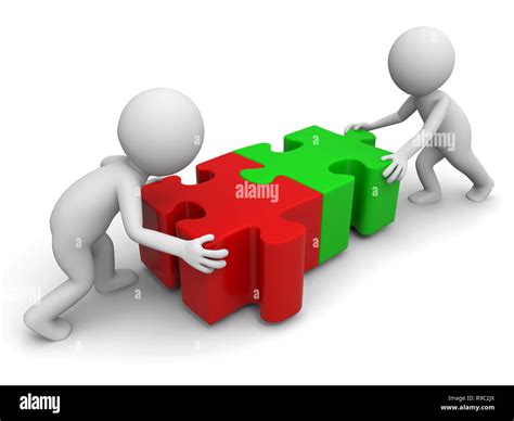 Two 3d people in combination puzzles Stock Photo - Alamy