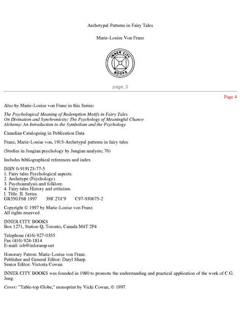 SOLUTION: Marielouise von franz archetypal patterns in fairy tales ...