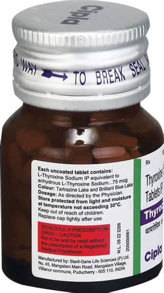 Thyrocip 75 MCG Tablet (120): Uses, Side Effects, Price & Dosage ...