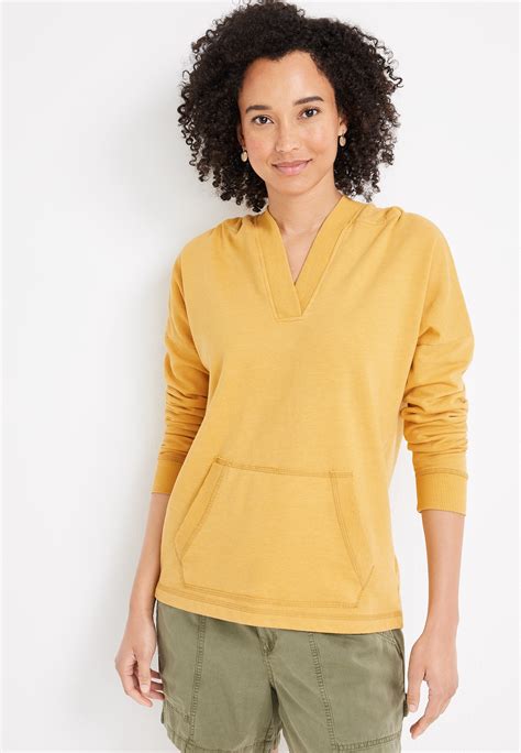 French Terry V Neck Hoodie | maurices