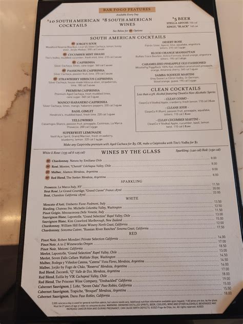 Fogo De Chao's Bar Menu has quality food, better drinks, better seating and better bartenders ...