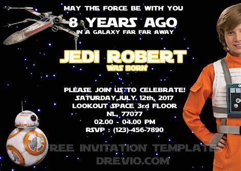 Star Wars Birthday Invitation PSD Download - Editable