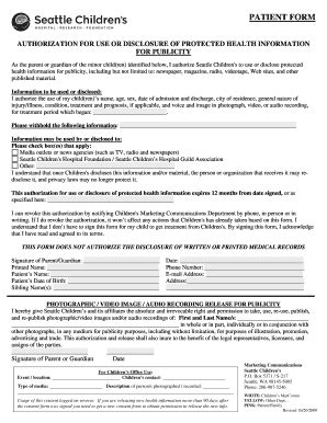 Fillable Online seattlechildrens Consent form - Seattle Children's ...