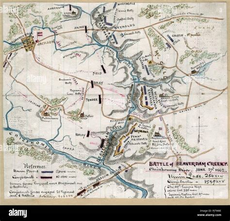 Battle of Beaver Dam Creek, map Stock Photo - Alamy