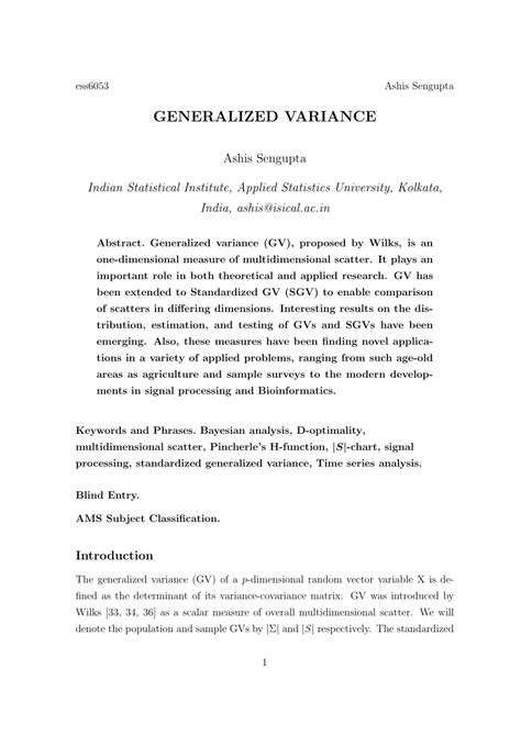 Image result for Generalized Sample Variance