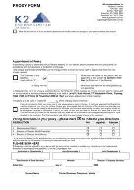 Fillable Online Proxy form - K2 Energy Fax Email Print - pdfFiller