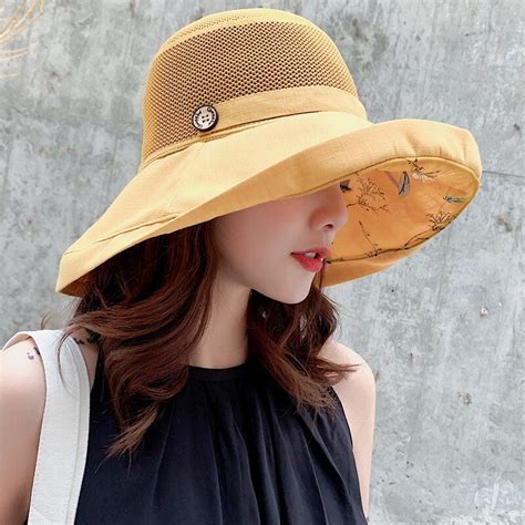 Wide Brim Cotton Solid Summer Hat - Reinsho