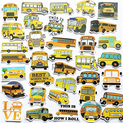 Buy MiroSan Cute School Bus Stickers Kawaii Cartoon Yellow School Bus ...