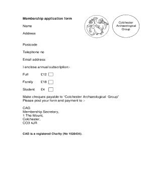 Fillable Online caguk Membership application form - Colchester ...