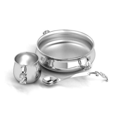Sterling Silver Dinner Set for Baby and Kids- 123 Design – Krysaliis ...