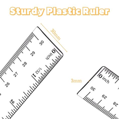 Clear Acrylic Ruler Set - 12 Inch Straight Rulers with Centimeters and ...