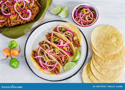 Cochinita Pibil, Mexican Tacos Mayan Cuisine from Yucatan Mexico Stock ...