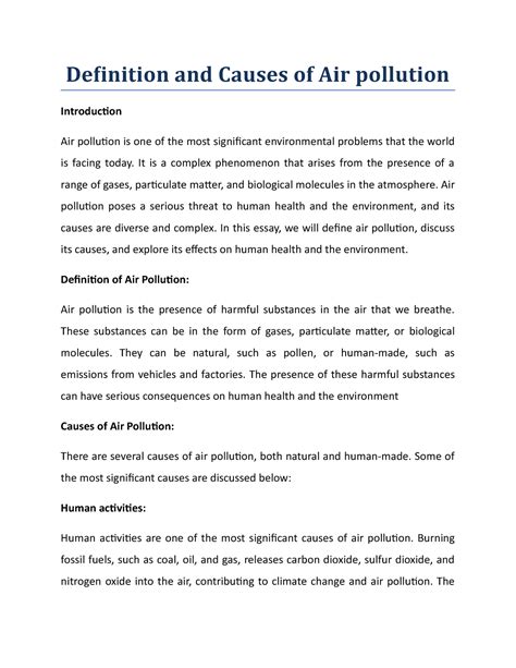 Definition and Causes of Air pollution - Definition and Causes of Air ...