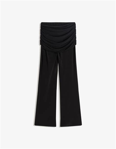 Floral draped flared trousers - Women | Bershka
