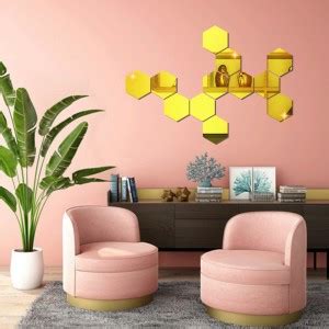 WallWear 12 cm 12 Hexa Gold Self Adhesive Sticker Price in India - Buy ...