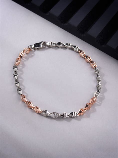 Odyssey Pyramid Two Tone Men's Silver Bracelet – Diavo Jewels