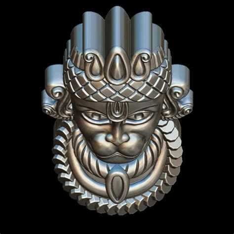 Divine Hanuman Face 3D Model for Unique Jewelry Designs