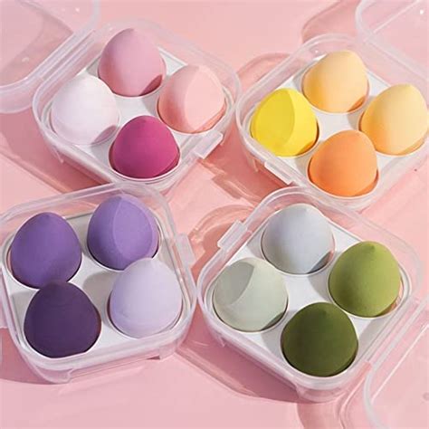 LUXOYA TRENDZ Blender Sponge 4 Pcs in A Storage Box,Makeup Cosmetic ...